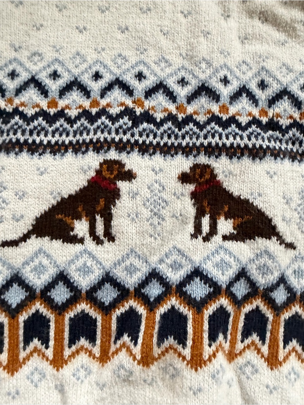 L.L. Bean Cream Crewneck Sweater with hunting Dog Fair Isle Motif M - Picture 3 of 6